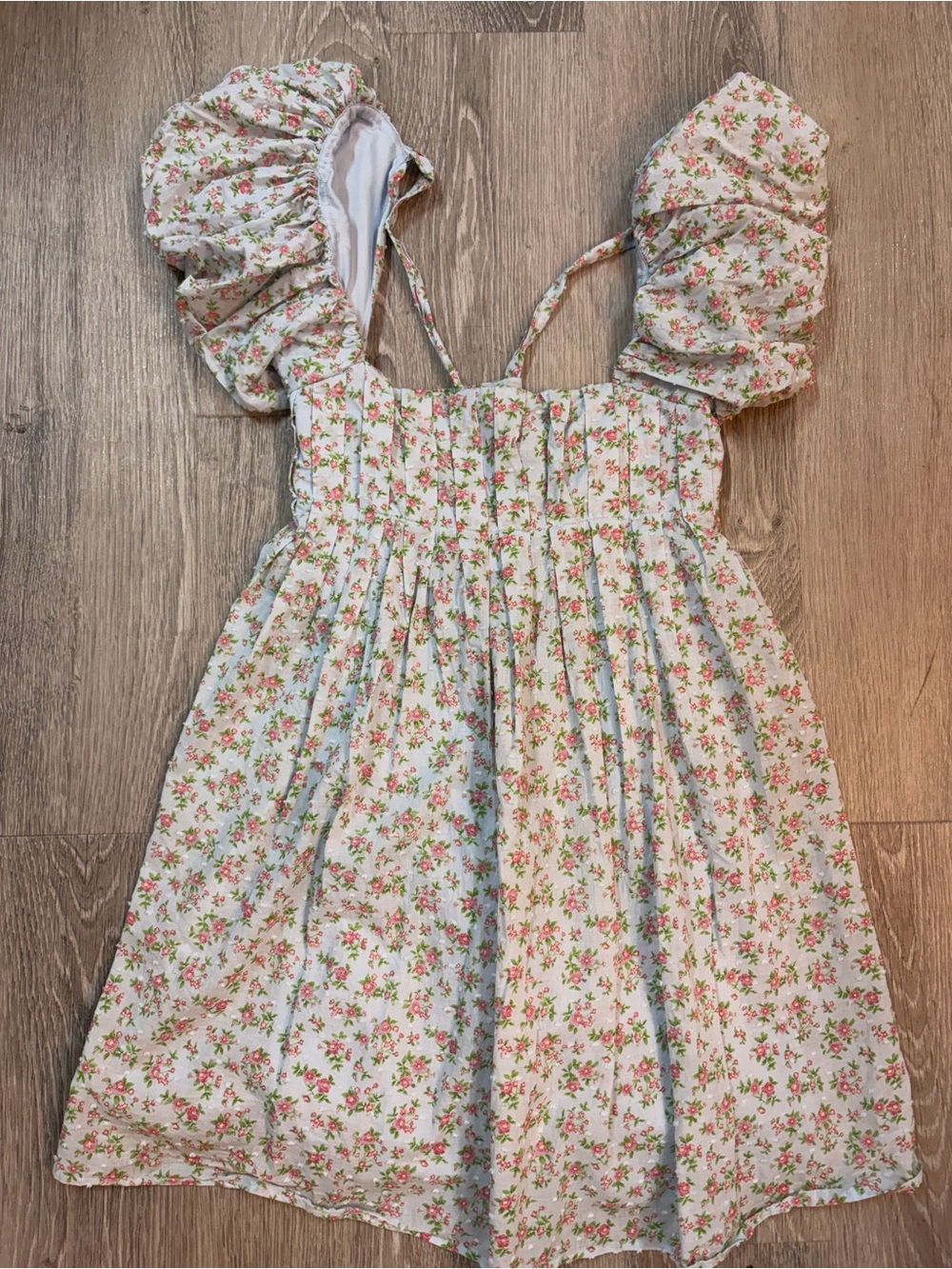 BeBop baby blue Floral Puff-Sleeve Sundress